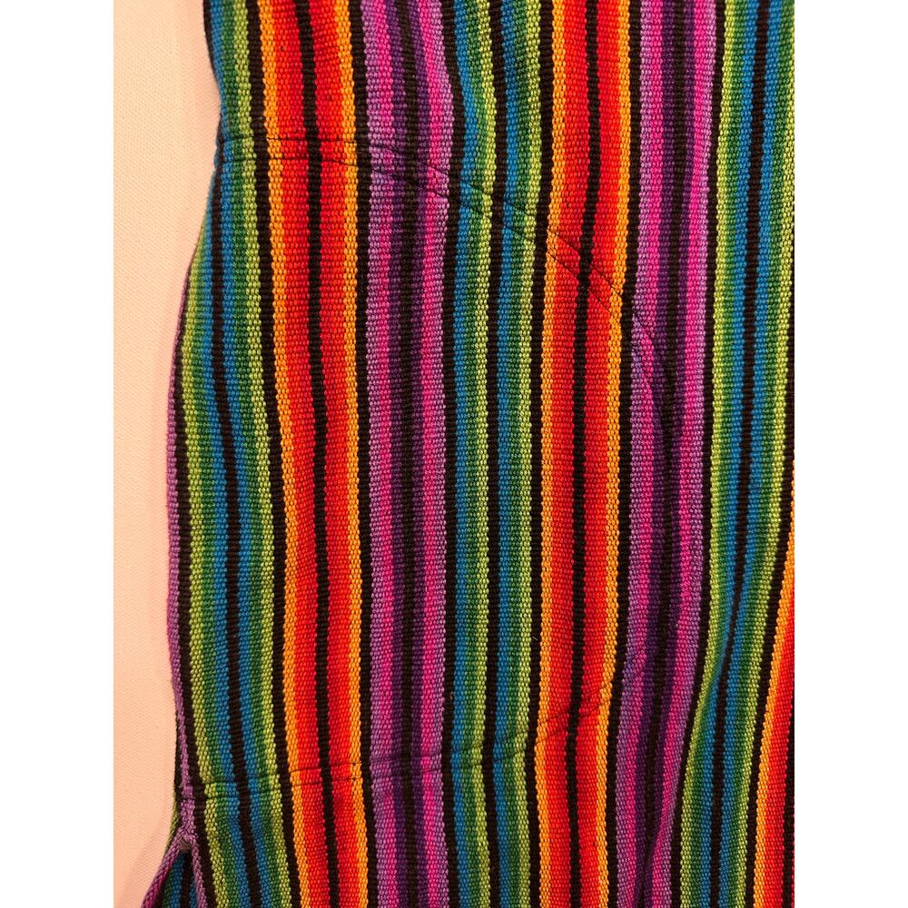 Vintage 1980’s Carolene De Mesilla Woven Striped Fringe Kimono Poncho Jacket - Picture 4 of 9